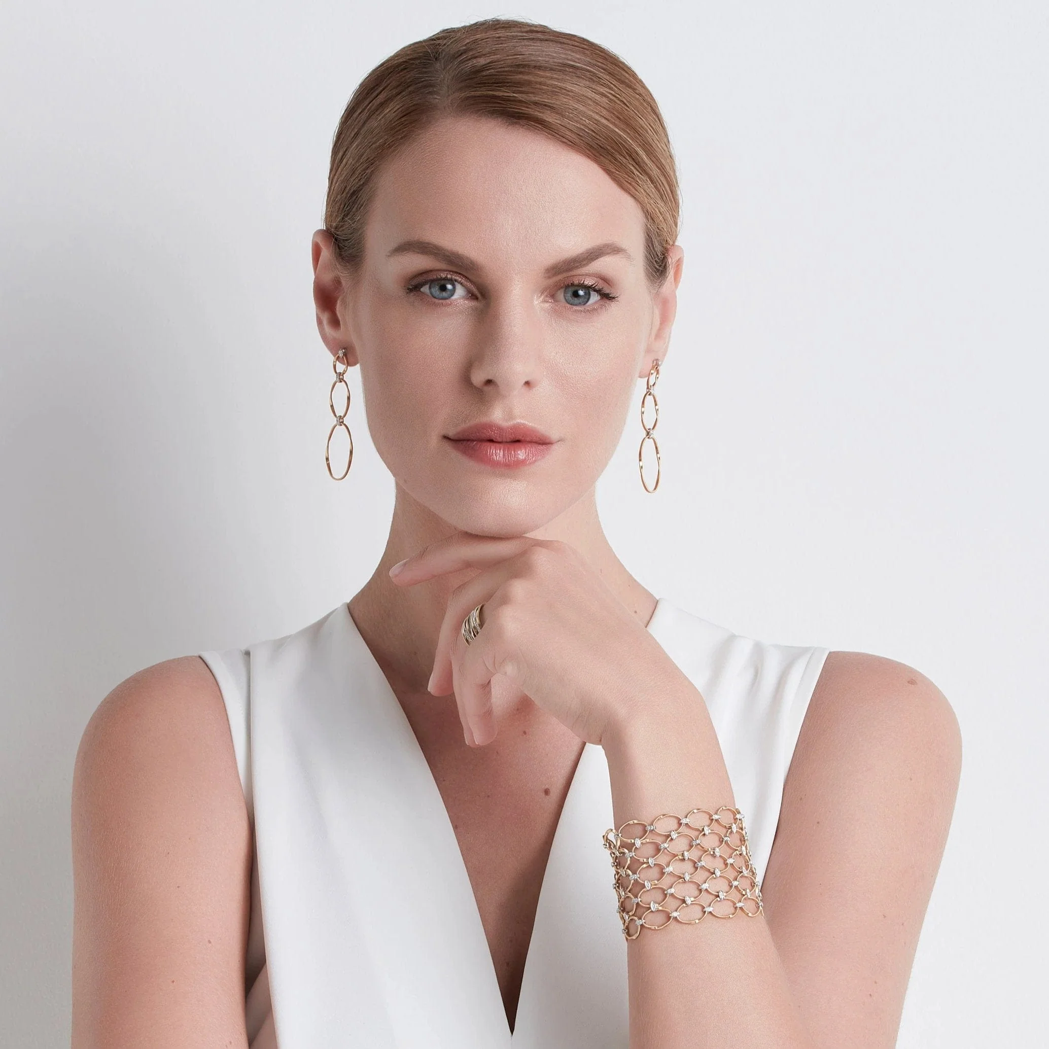 Marco Bicego Marrakech Onde 18K Yellow Gold Diamond Drop Earrings - Image 3
