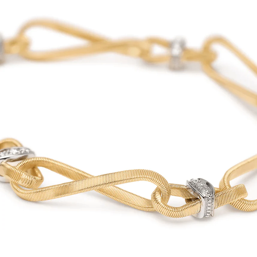 Marco Bicego Marrakech Onde 18K Yellow Gold Diamond Twist Bracelet - Image 3