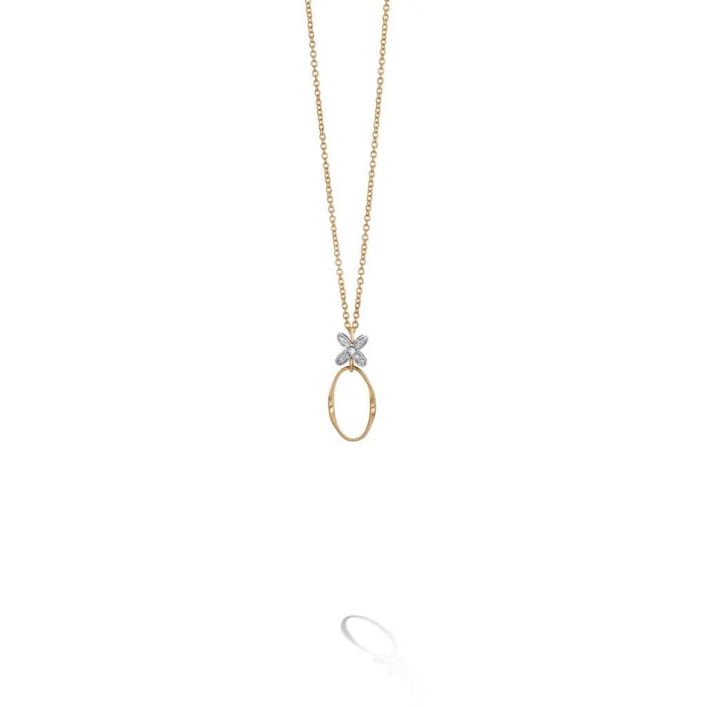 Marco Bicego Marrakech Onde 18K Yellow Gold Flower Diamond Necklace