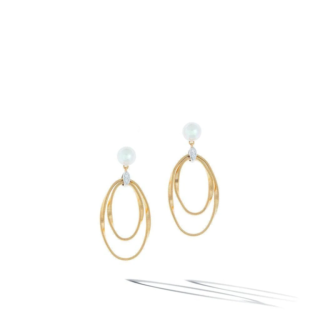 Marco Bicego Marrakech Onde 18K Yellow Gold Pearl Drop Earrings