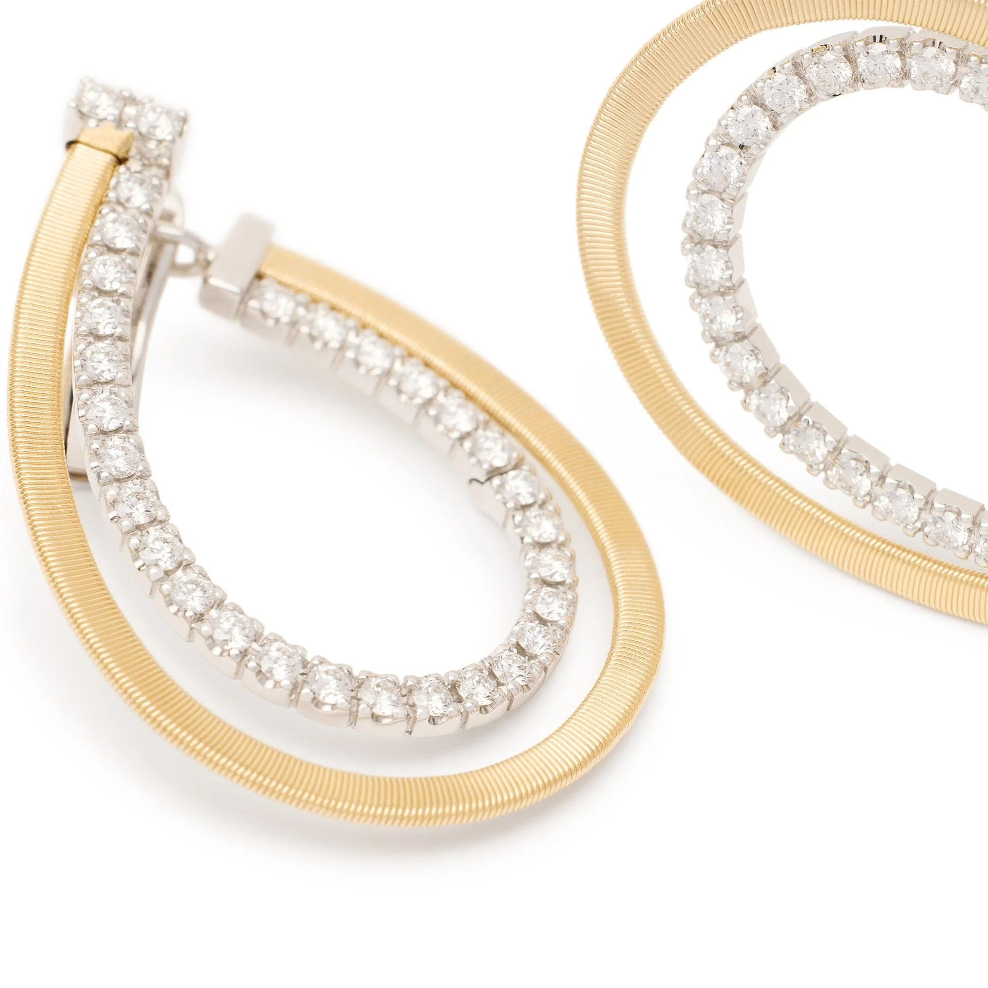 Marco Bicego Masai 18K Yellow and White Gold Diamond Drop Earrings - Image 3