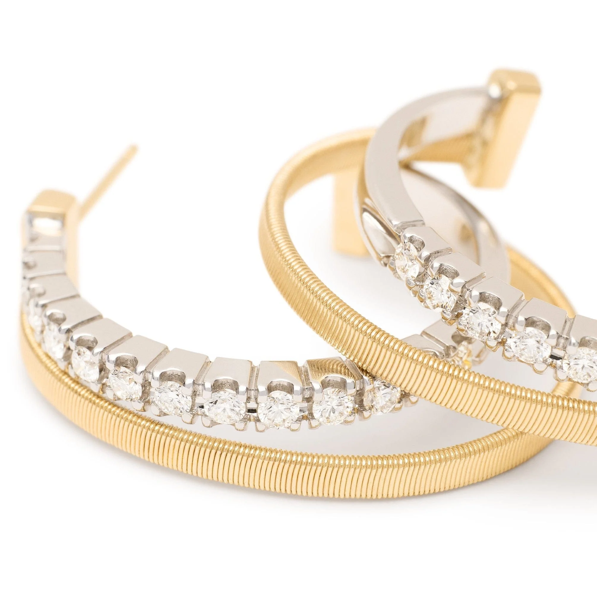 Marco Bicego Masai 18K Yellow Gold Diamond Hoop Earrings - Image 3