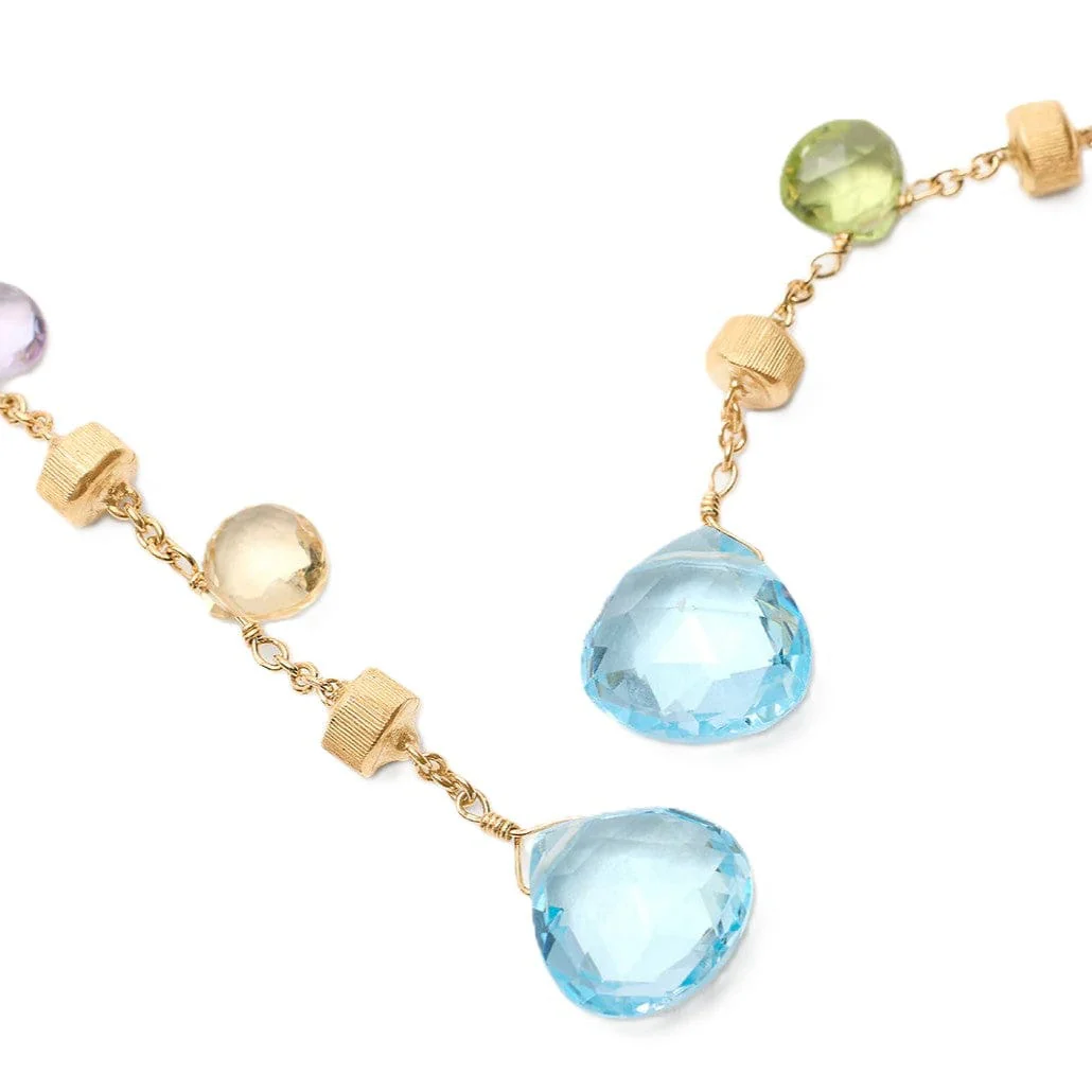 Marco Bicego Paradise 18K Yellow Gold Mixed Stones Drop Earrings - Image 2