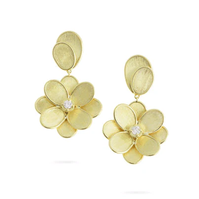 Marco Bicego Petali 18K Yellow Gold Dangle Flower Drop Earrings