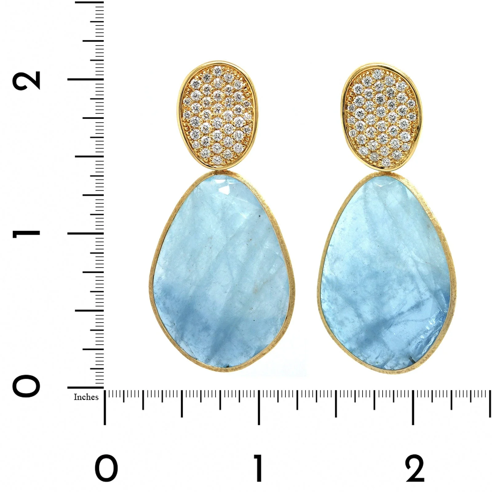Marco Bicego Pezzi Unici 18K Yellow Gold Aquamarine and Diamond Drop Earrings - Image 11