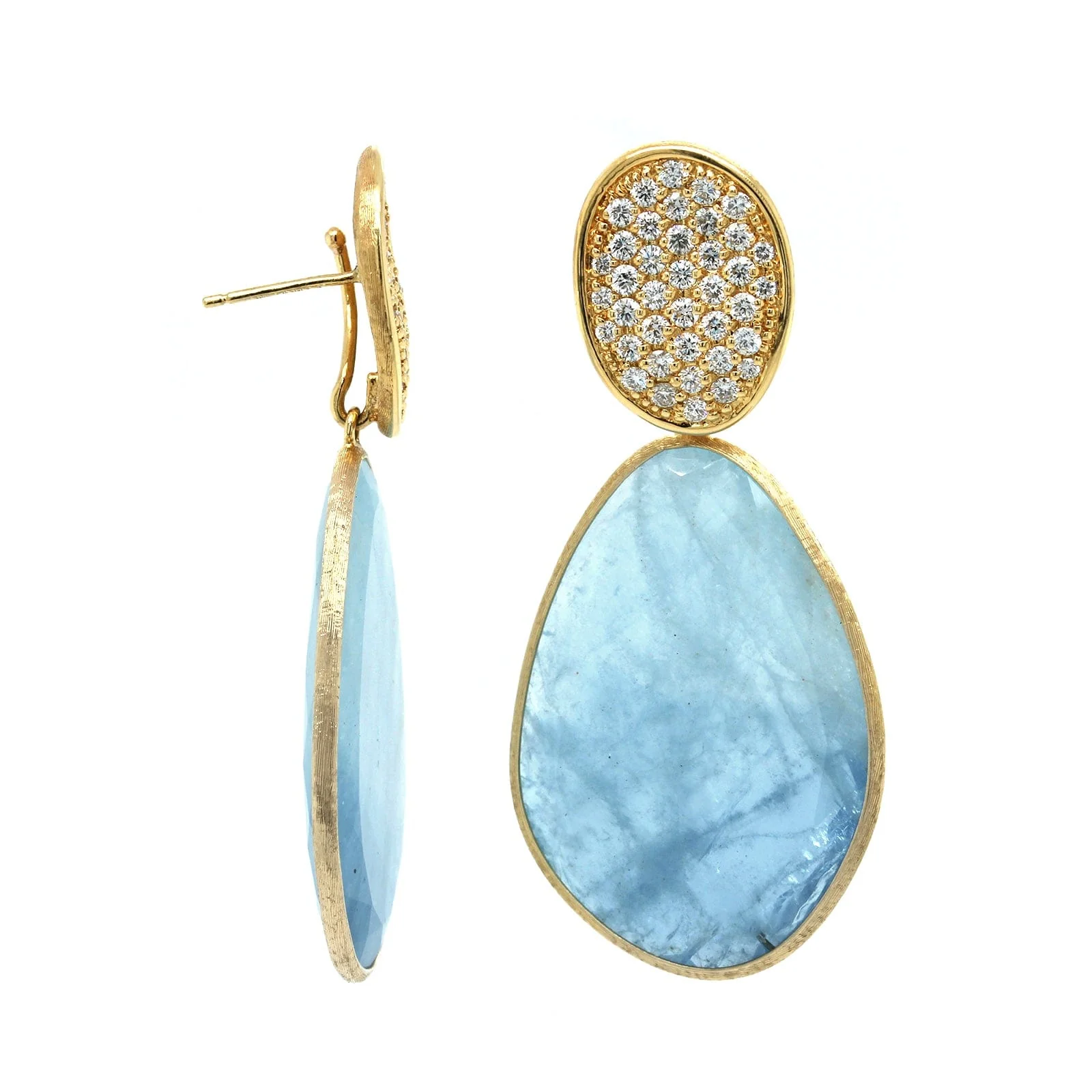 Marco Bicego Pezzi Unici 18K Yellow Gold Aquamarine and Diamond Drop Earrings - Image 12