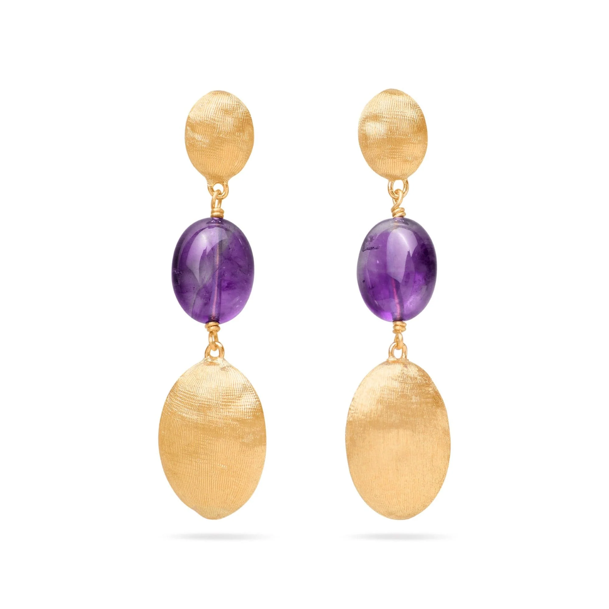 Marco Bicego Siviglia 18K Yellow Gold Amethyst Triple Drop Earrings