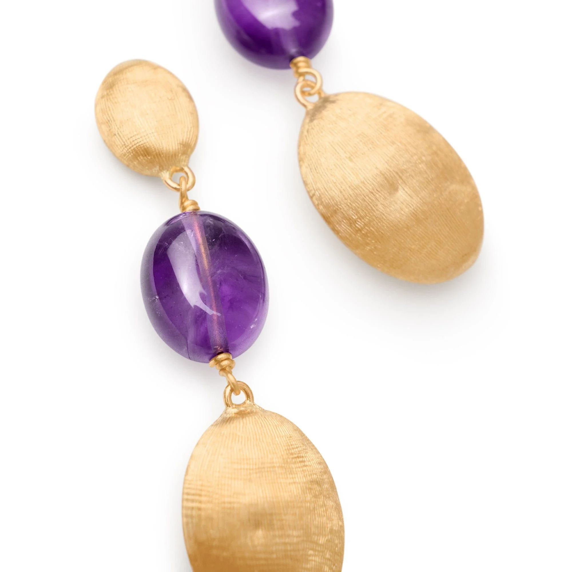 Marco Bicego Siviglia 18K Yellow Gold Amethyst Triple Drop Earrings - Image 2