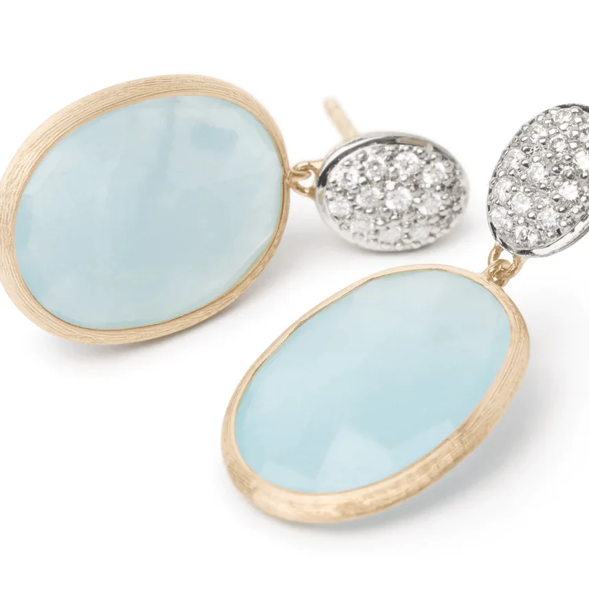 Marco Bicego Siviglia 18K Yellow Gold Aquamarine Diamond Drop Earrings - Image 2