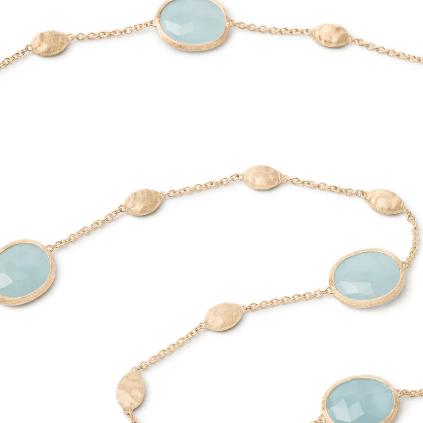 Marco Bicego Siviglia 18K Yellow Gold Aquamarine Station Necklace - Image 2