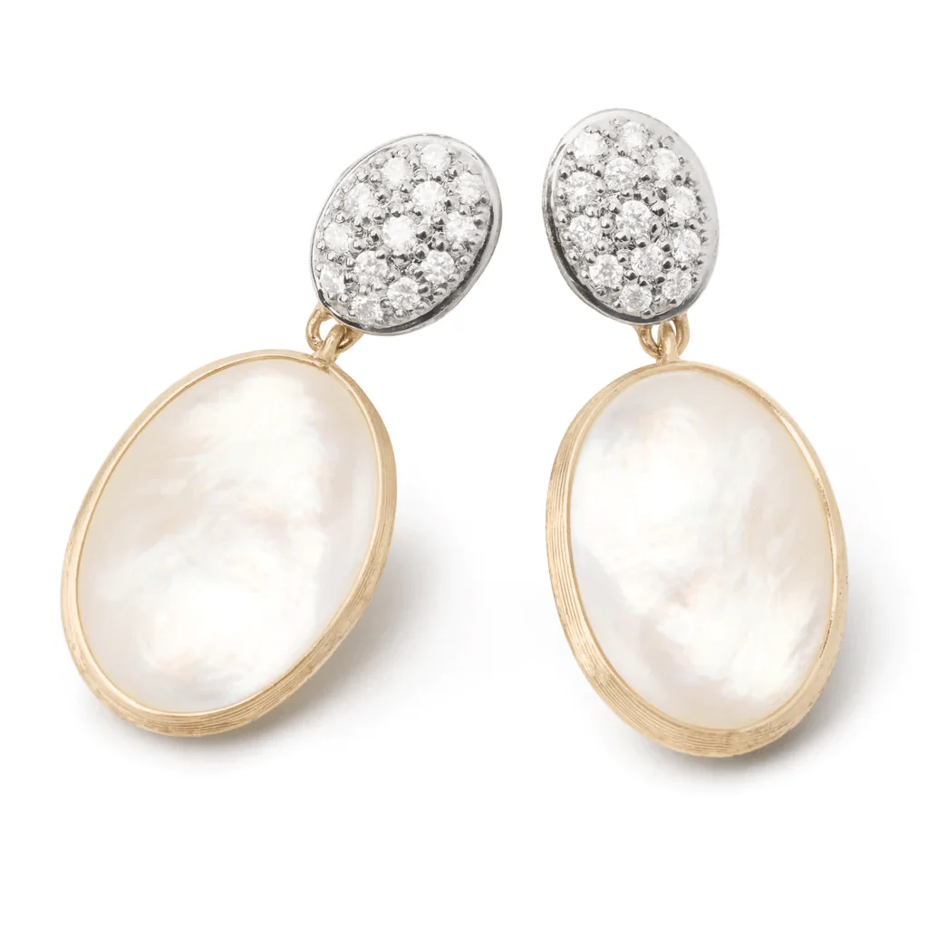 Marco Bicego Siviglia 18K Yellow Gold Diamond Mother of Pearl Earrings - Image 2