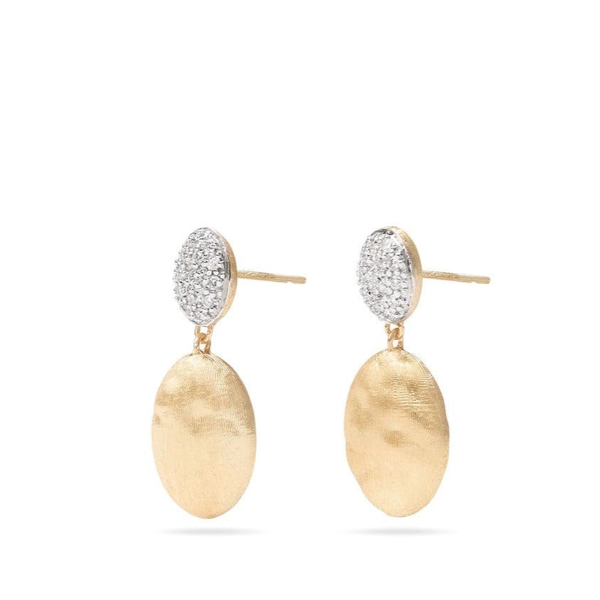 Marco Bicego Siviglia 18K Yellow Gold Diamond Pave Drop Earrings - Image 3