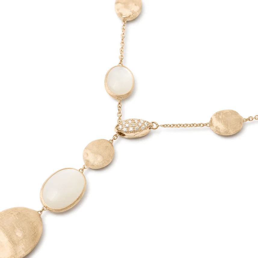Marco Bicego Siviglia 18K Yellow Gold Mother of Pearl Diamond Necklace - Image 2