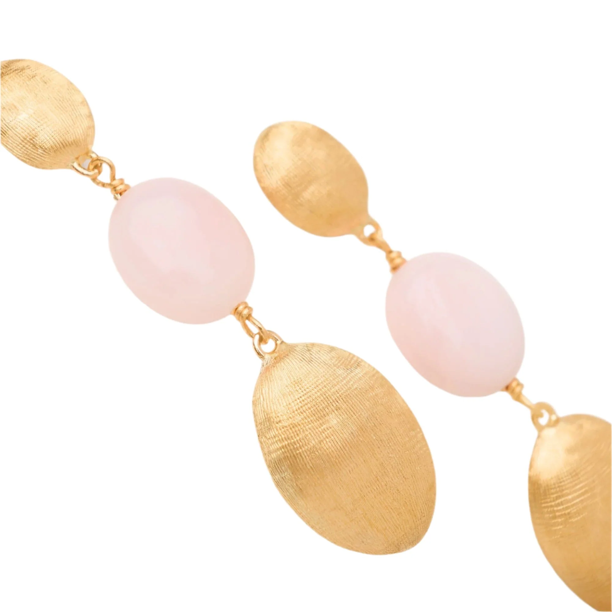 Marco Bicego Siviglia 18K Yellow Gold Pink Opal Triple Drop Earrings - Image 2