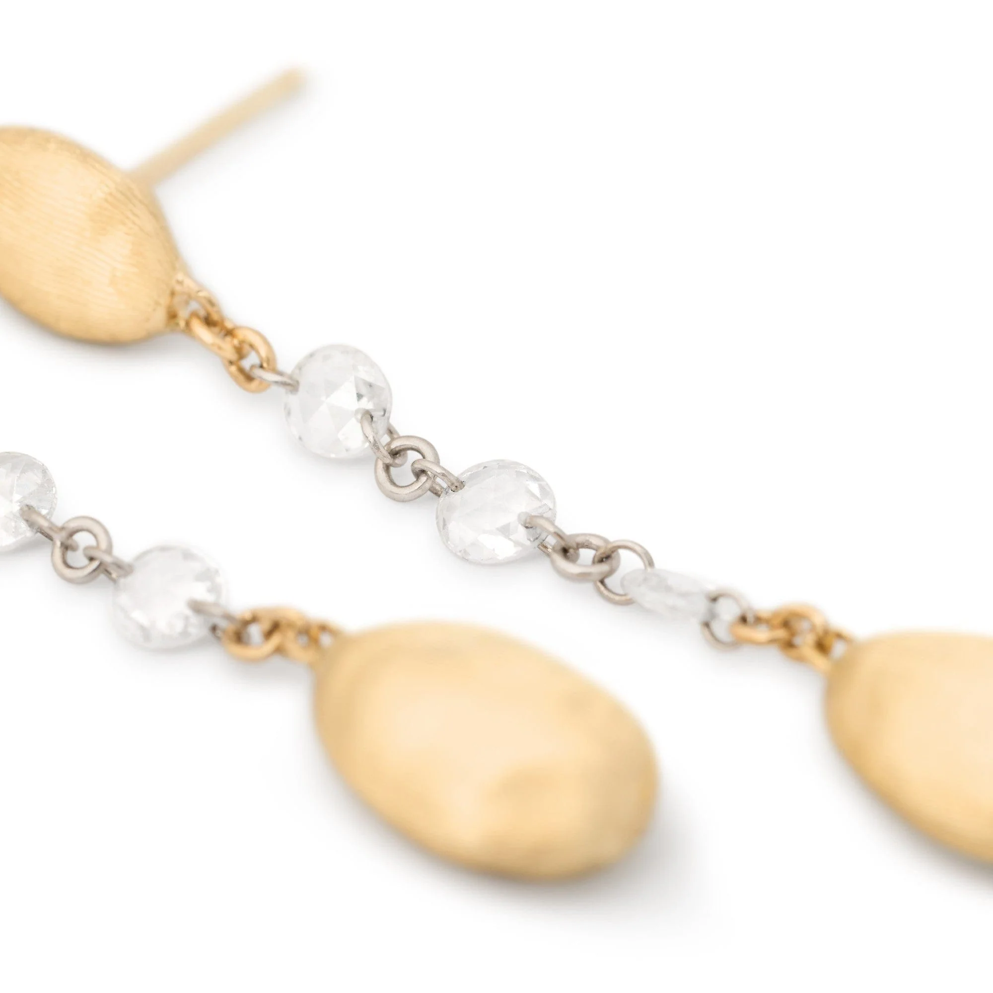 Marco Bicego Siviglia 18K Yellow Gold Rose Cut Diamond Drop Earrings - Image 2