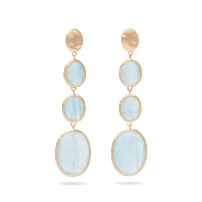 Marco Bicego Siviglia 18K Yellow Gold Triple Aquamarine Drop Earrings