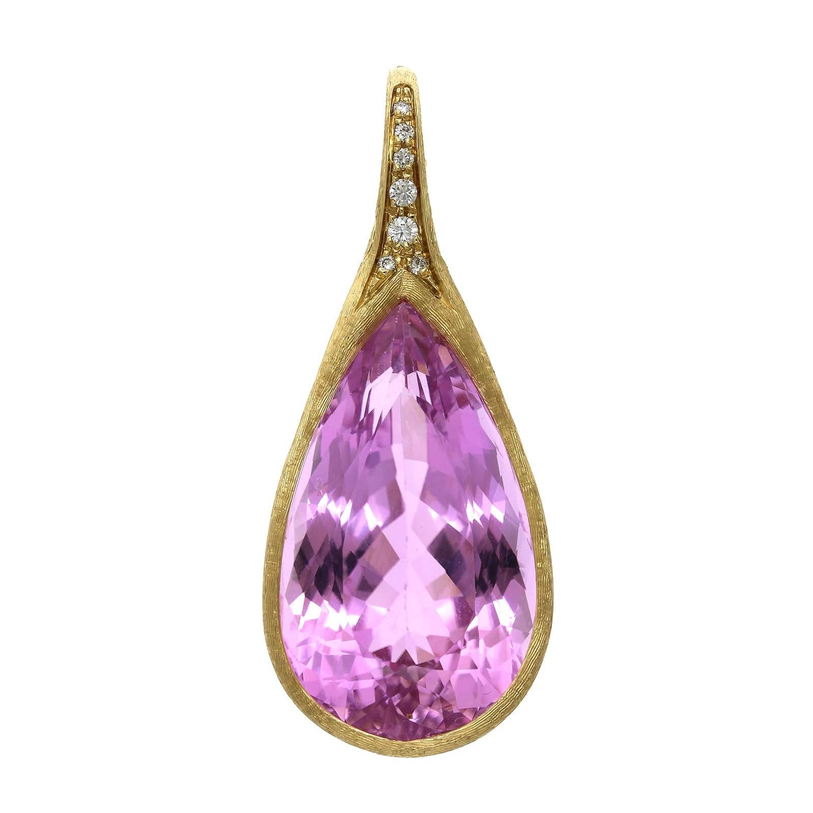 Marco Bicego Unico 18K Pear Shape Kunzite Diamond Pendant