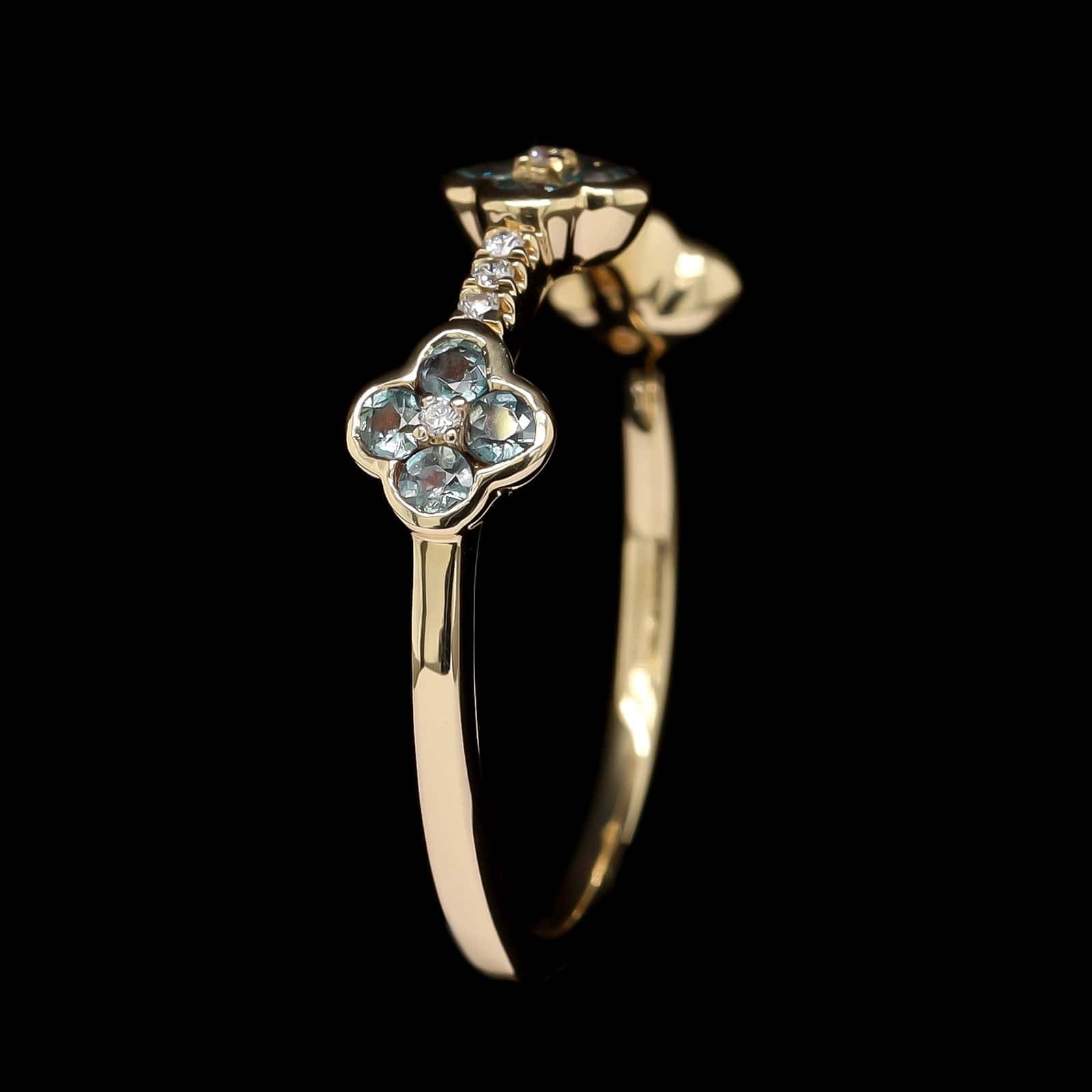 Mark Henry 18K Yellow Gold Estate Alexandrite and Diamond Ring - Image 2