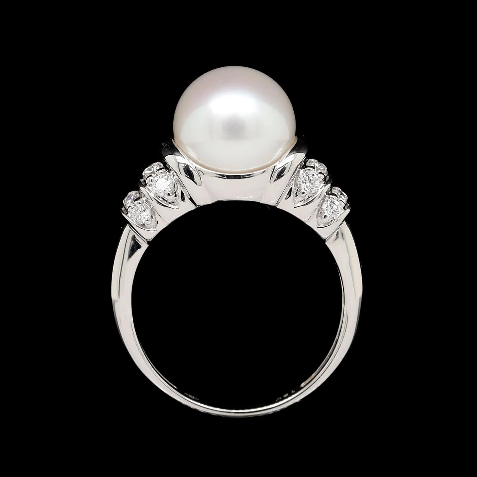 Mastoloni 18K White Gold Estate Cultured South Sea Pearl and Diamond Ring - Image 3