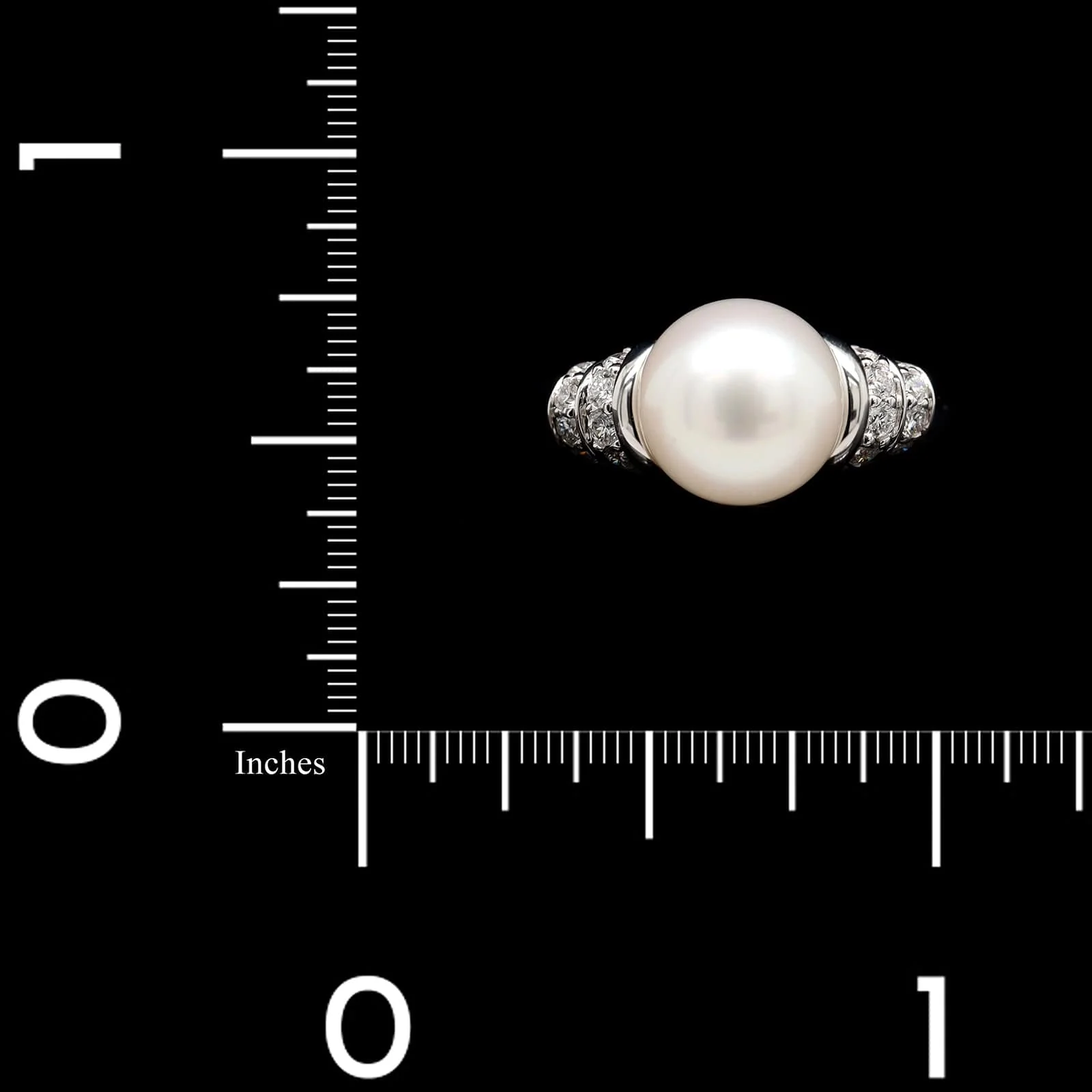 Mastoloni 18K White Gold Estate Cultured South Sea Pearl and Diamond Ring - Image 4