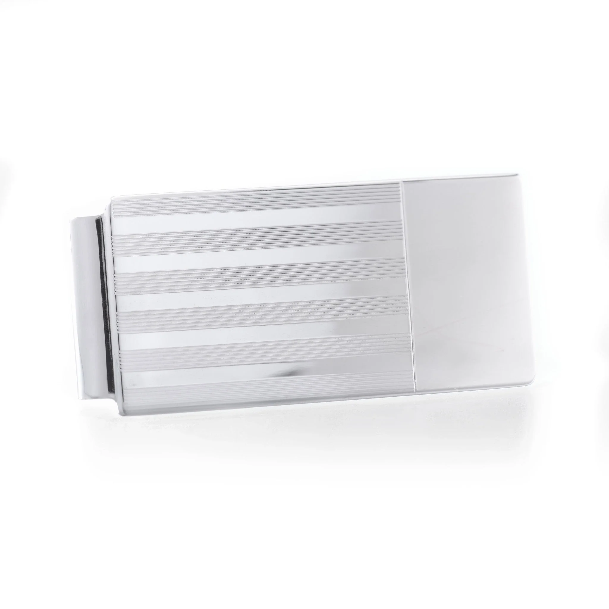 Sterling Silver Engravable Money Clip with Lines