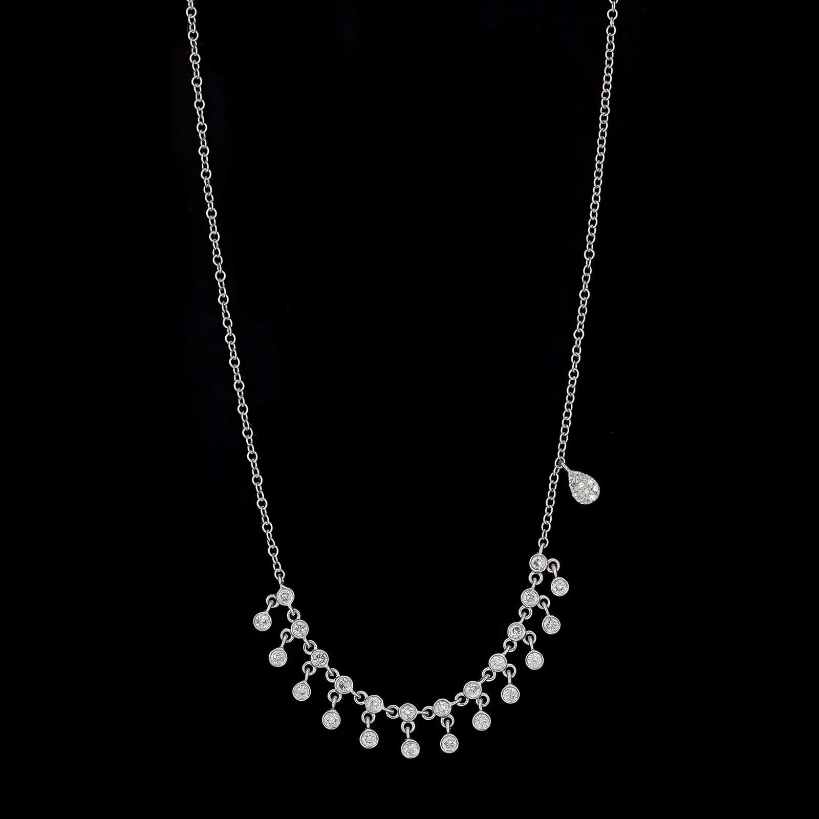 Meira T. 14K White Gold Estate Diamond Bezel Necklace