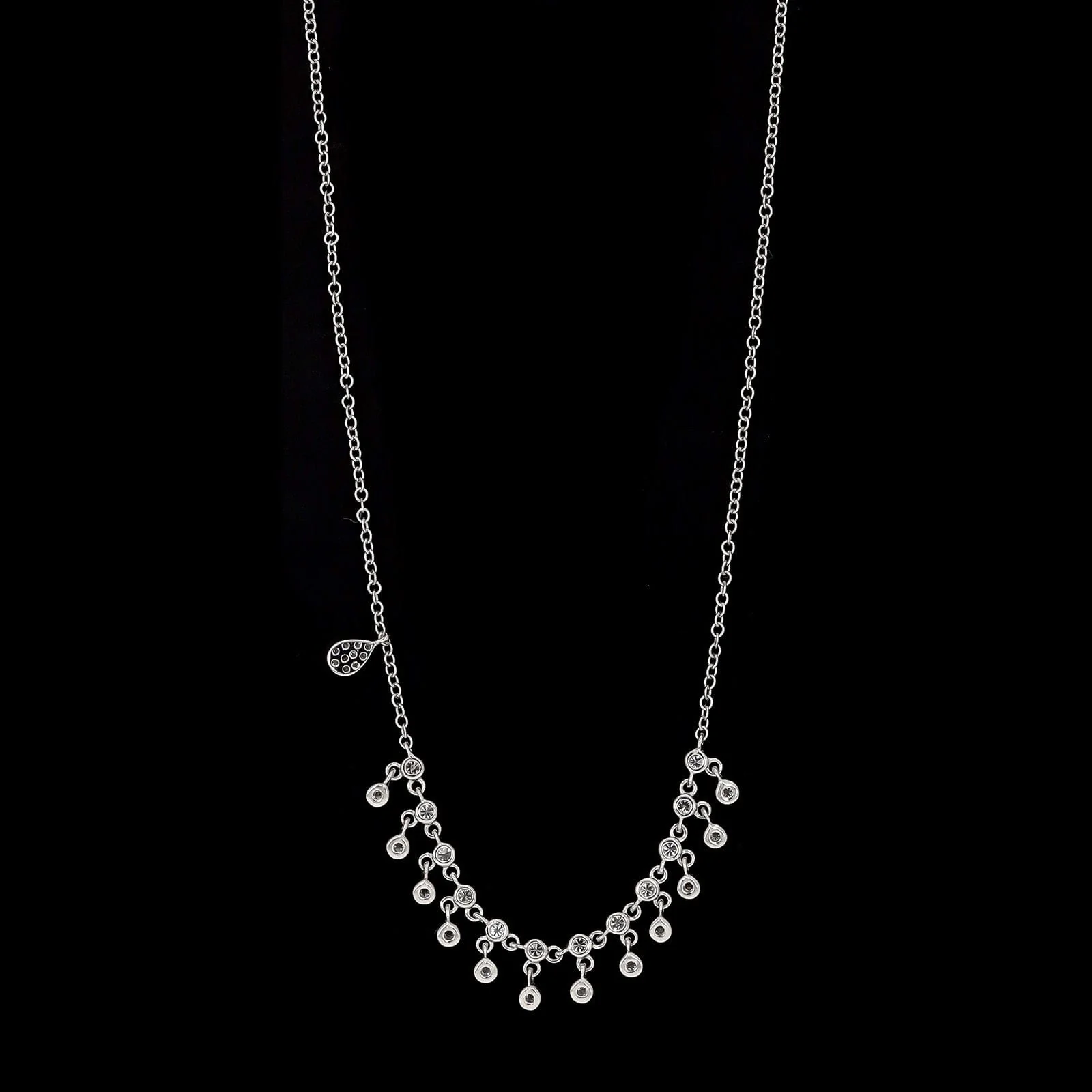 Meira T. 14K White Gold Estate Diamond Bezel Necklace - Image 2