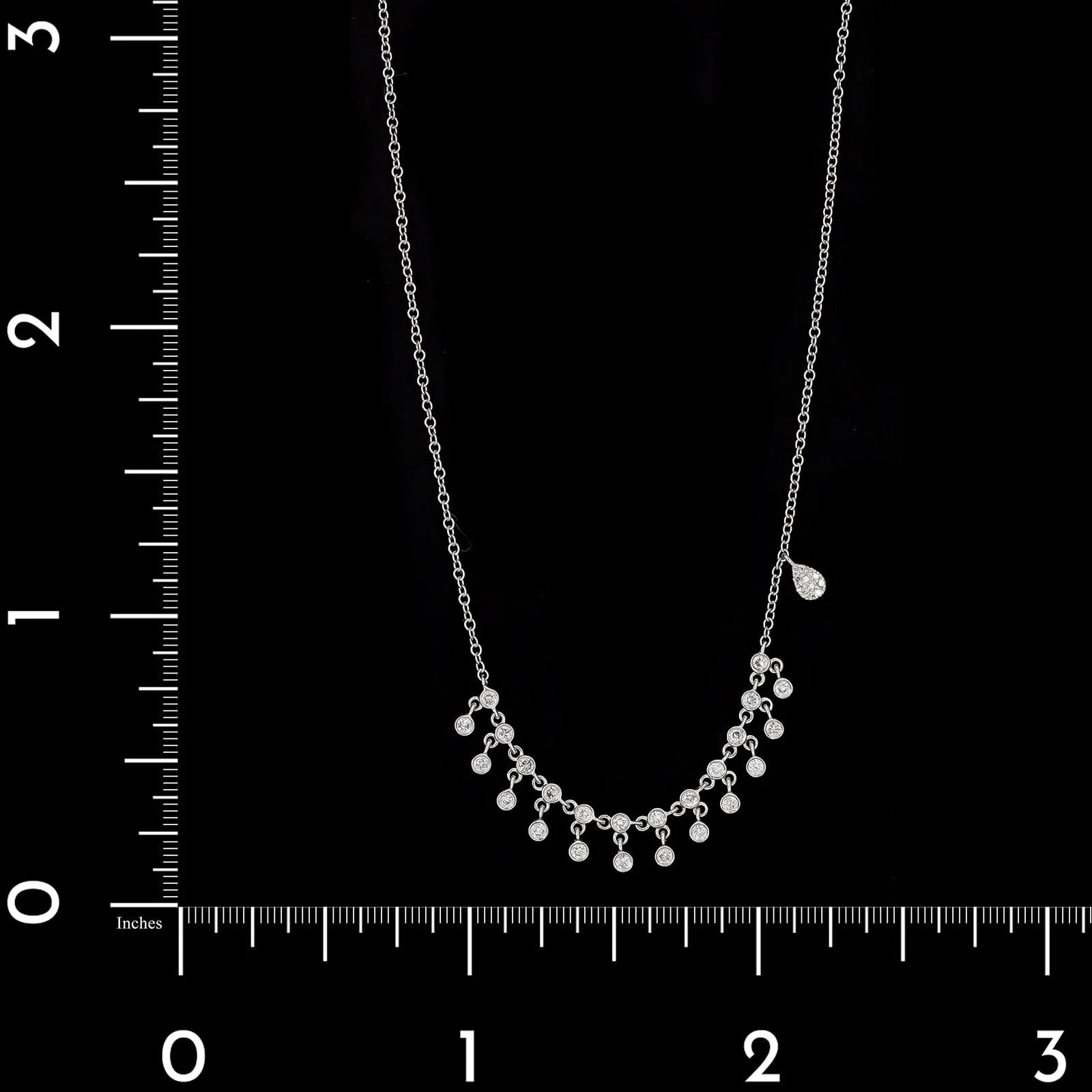 Meira T. 14K White Gold Estate Diamond Bezel Necklace - Image 4