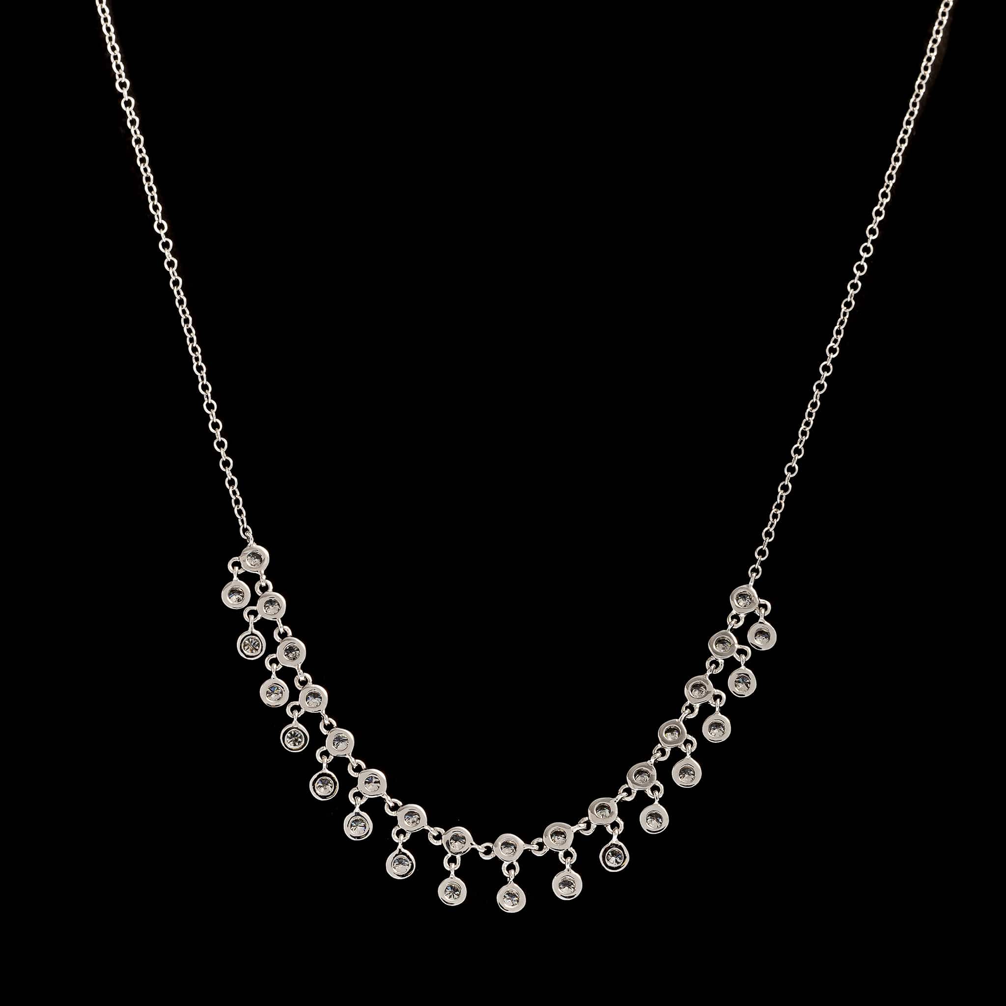 Meira T. 14K White Gold Estate Diamond Fringe Necklace - Image 2
