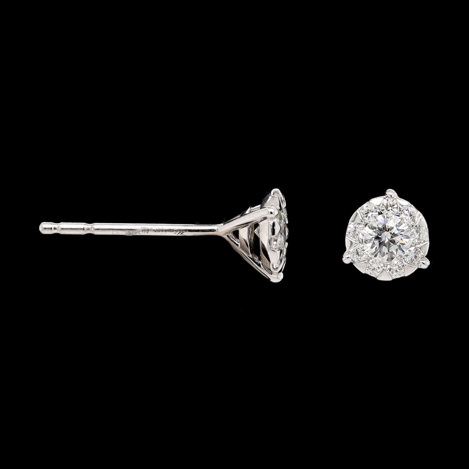 Memoire 18K White Gold Estate Diamond Bouquet Earrings