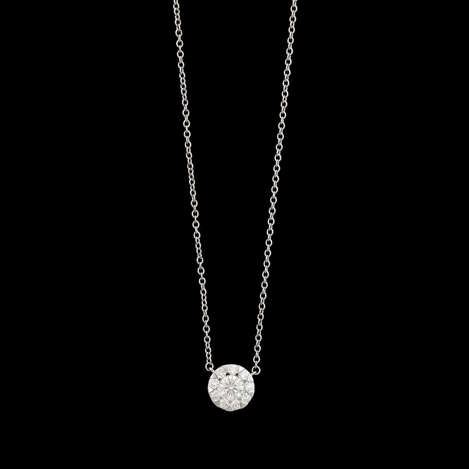 Memoire 18K White Gold Estate Diamond Bouquet Pendant Necklace