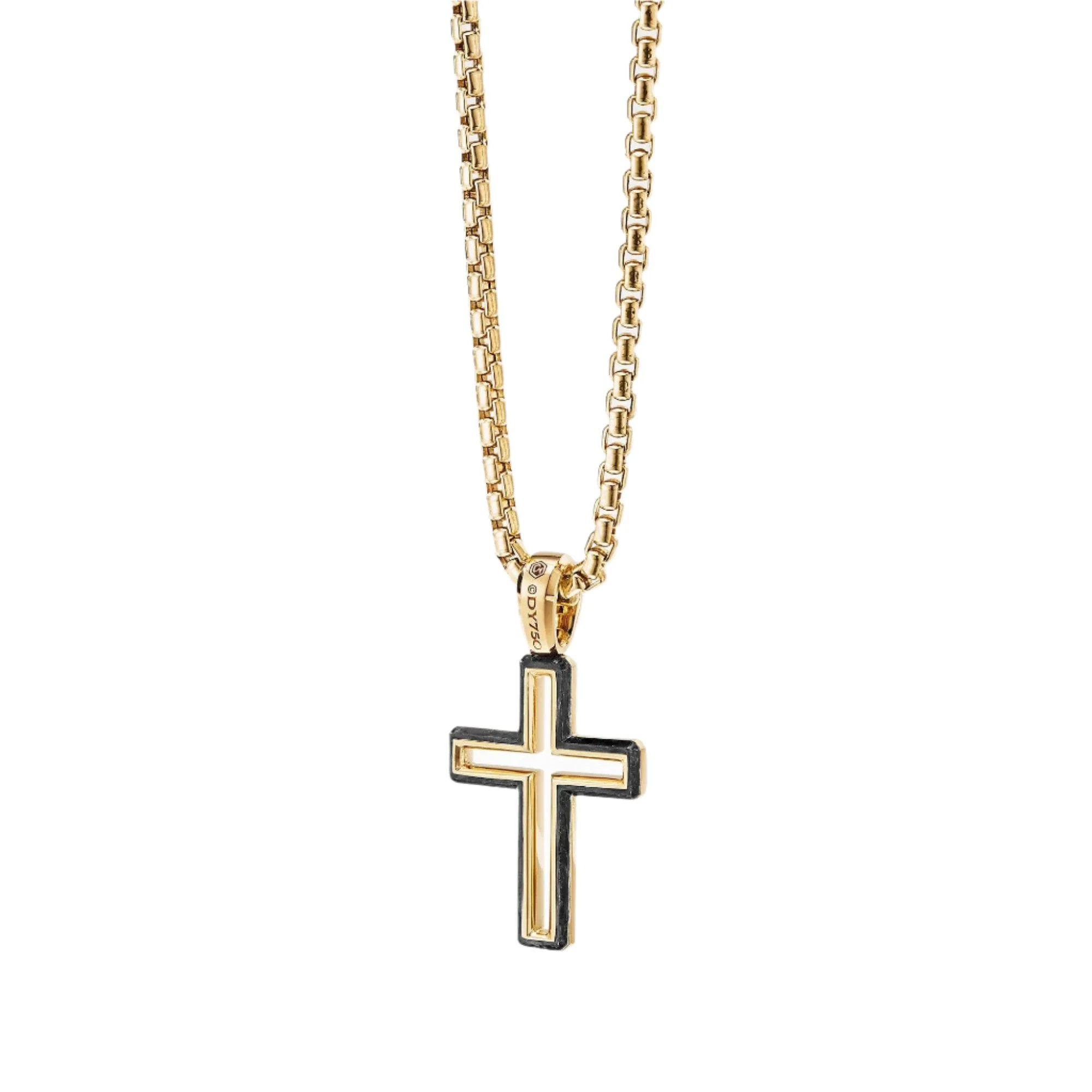 Forged Carbon Cross Pendant with 18K Gold - Image 2