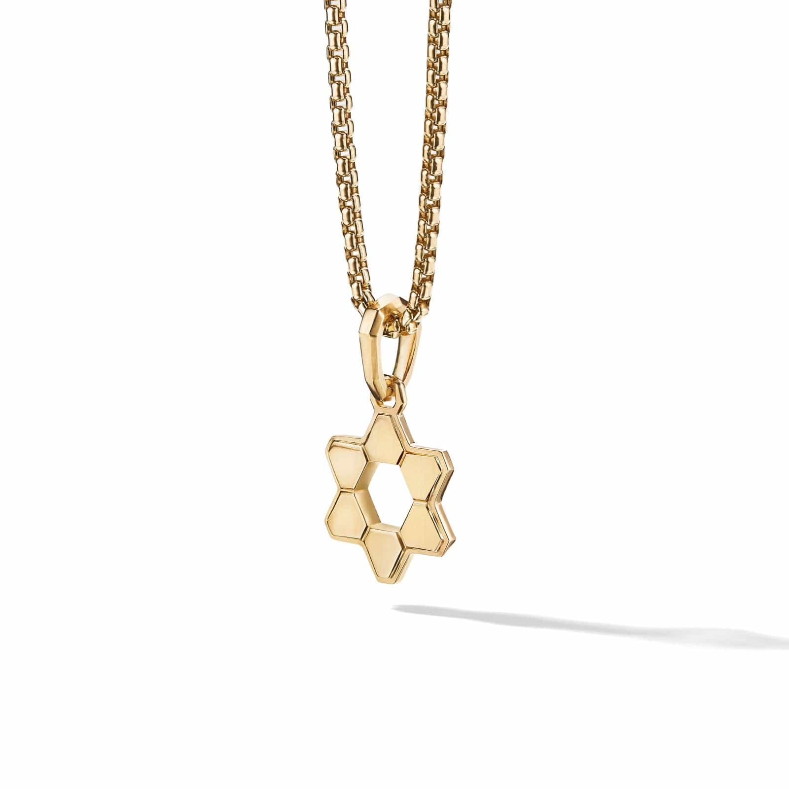 Deco Star of David Pendant in 18K Yellow Gold, 24mm - Image 2