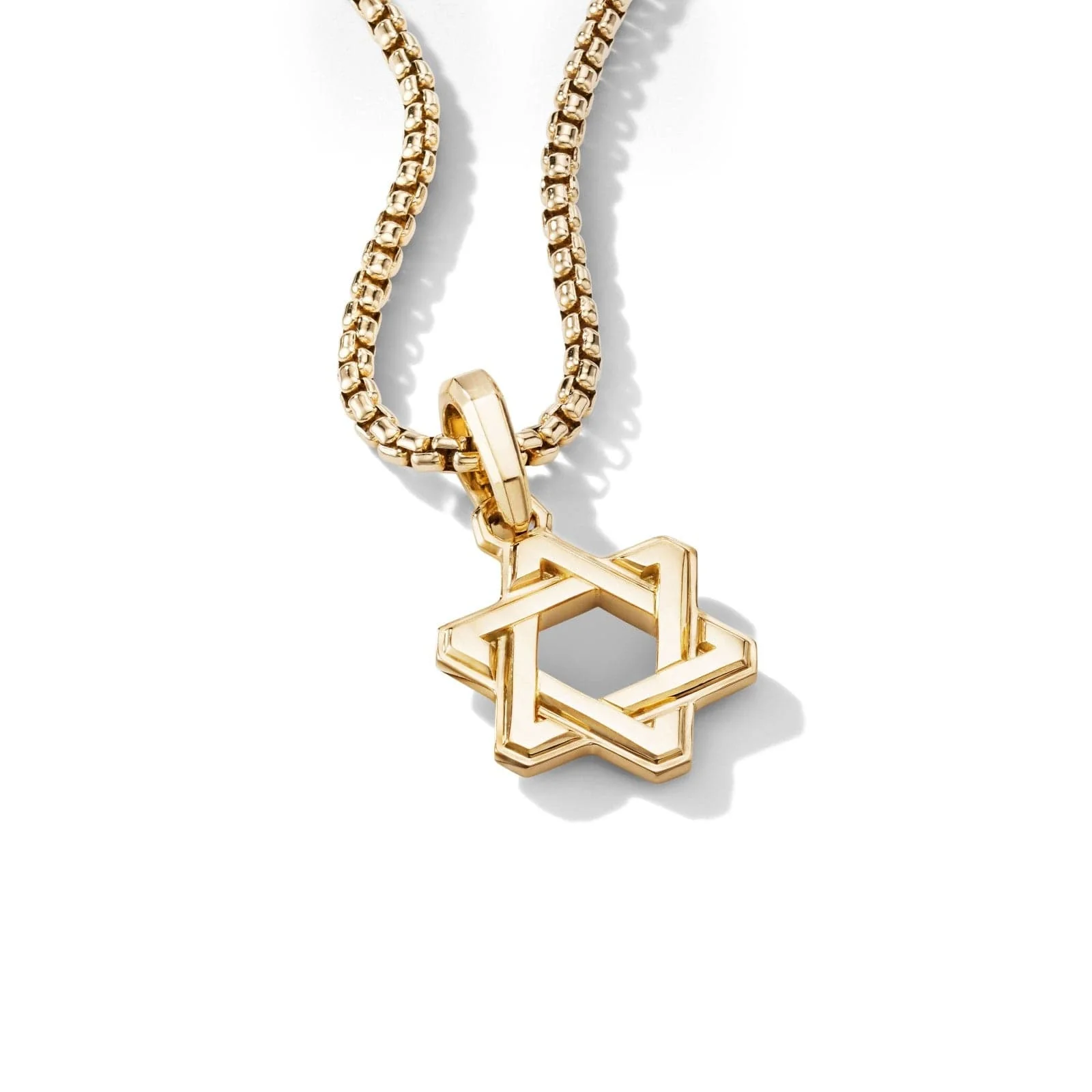 Deco Star of David Pendant in 18K Yellow Gold, 24mm - Image 3