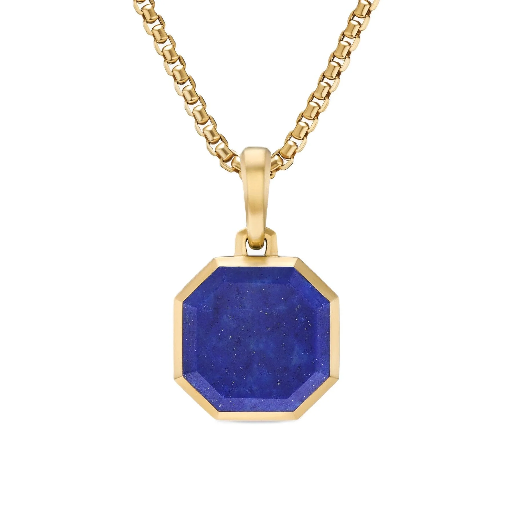 Faceted Stone Amulet 18K Yellow Gold with Lapis, 16mm