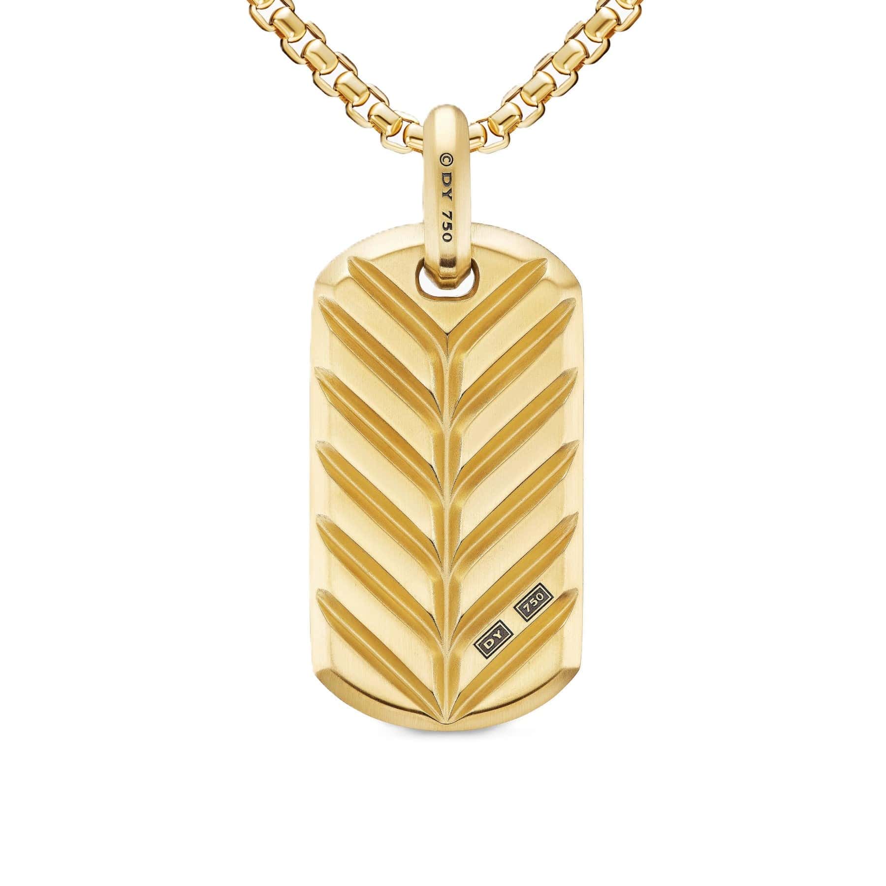 Chevron Tag 18K Yellow Gold with Black Diamonds, 35mm - Image 3
