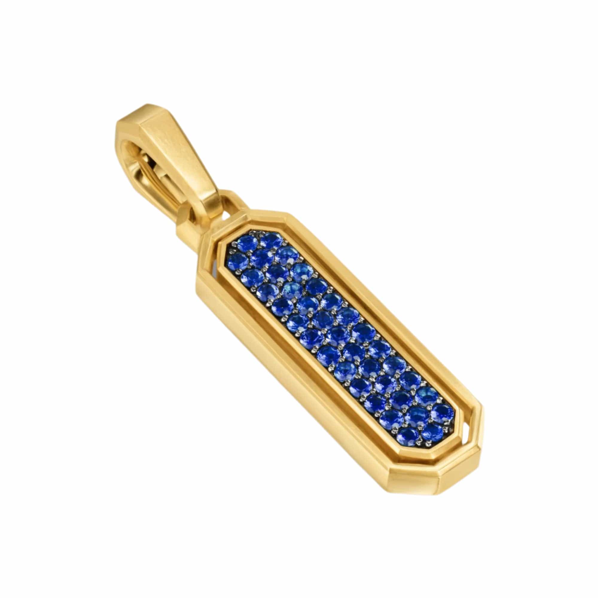 Streamline® Inlay Amulet 18K Yellow Gold with Lapis and Sapphires, 30.7mm