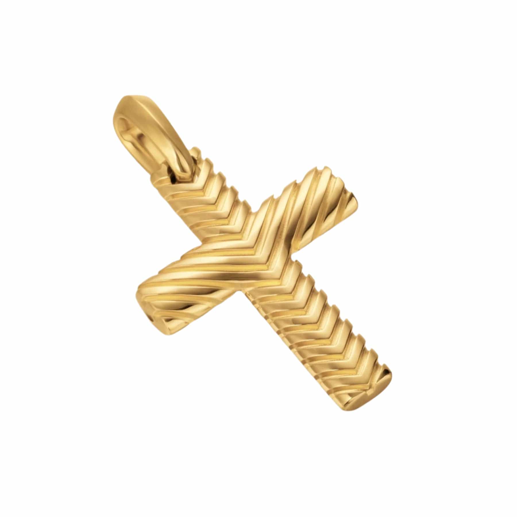 Chevron Cross Pendant 18K Yellow Gold, 36mm