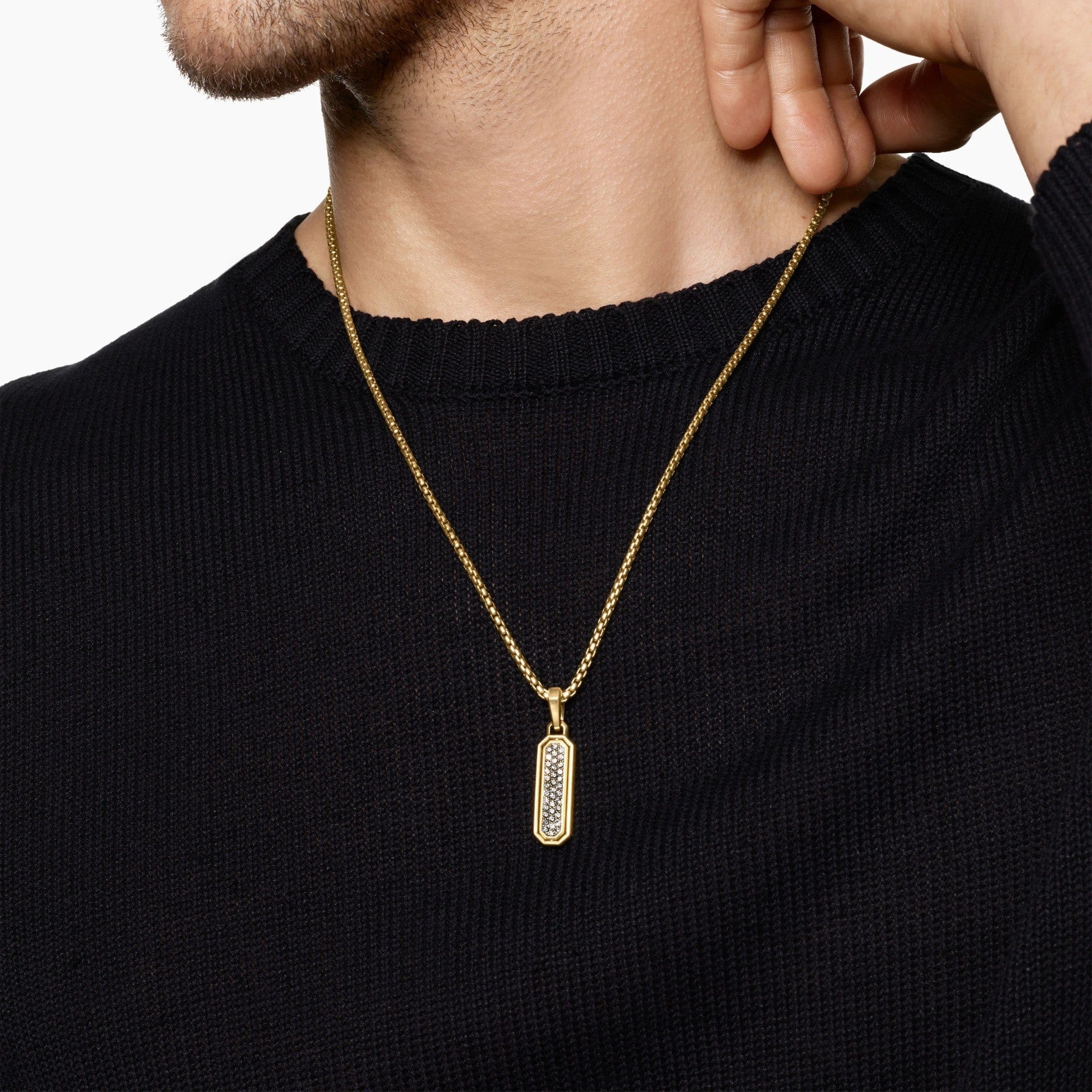 Streamline® Inlay Amulet 18K Yellow Gold with Meteorite and Grey Diamonds, 30.7mm - Image 3