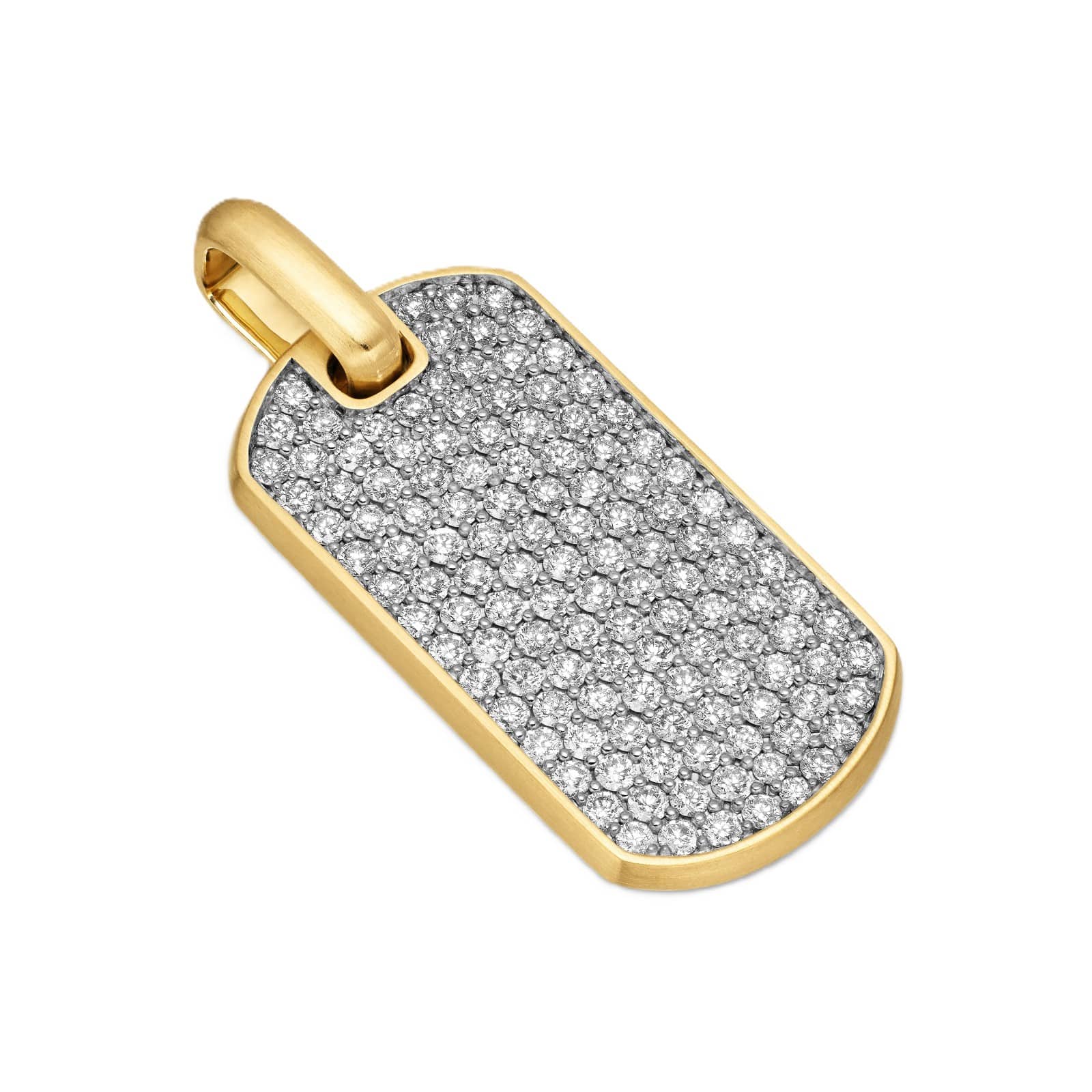 Chevron Tag 18K Yellow Gold with Diamonds, 35mm