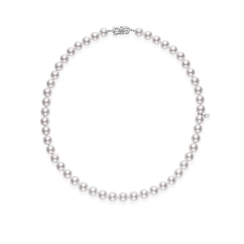 Mikimoto 18" Platinum Akoya Cultured 8x7.5mm Pearl Strand Necklace