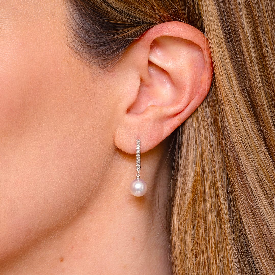 Mikimoto 18K White Gold Akoya Cultured Pearl Lever Back Earrings - Image 3