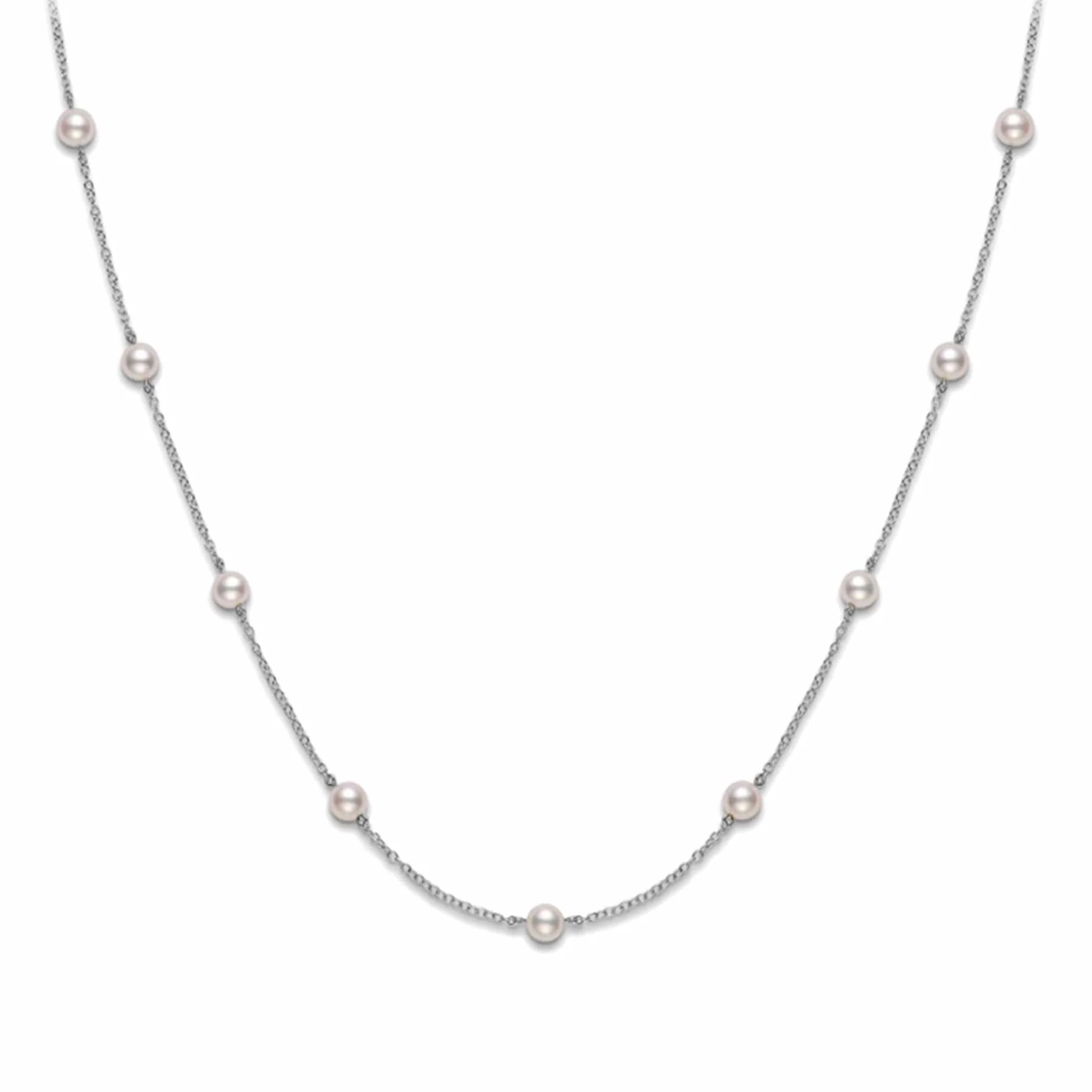 Mikimoto 18K White Gold Akoya Pearl Tin Cup Necklace