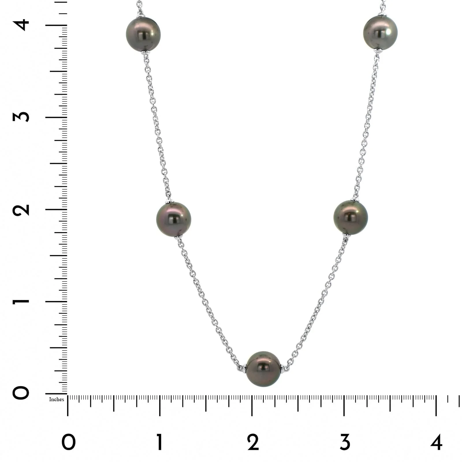 Mikimoto 18K White Gold and Black South Sea Pearl Station Necklace - Image 3