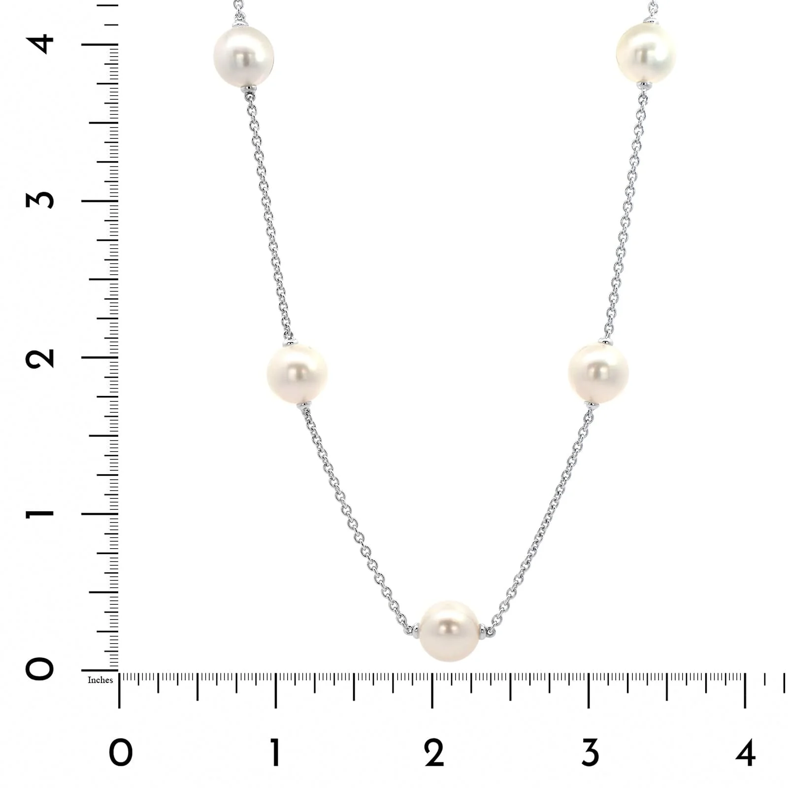Mikimoto 18K White Gold and White South Sea Pearl Station Necklace - Image 3
