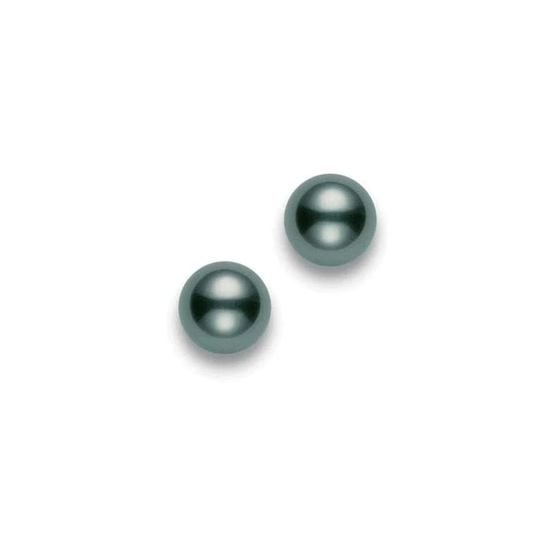 Mikimoto 18K White Gold Black South Sea Pearl Stud Earrings