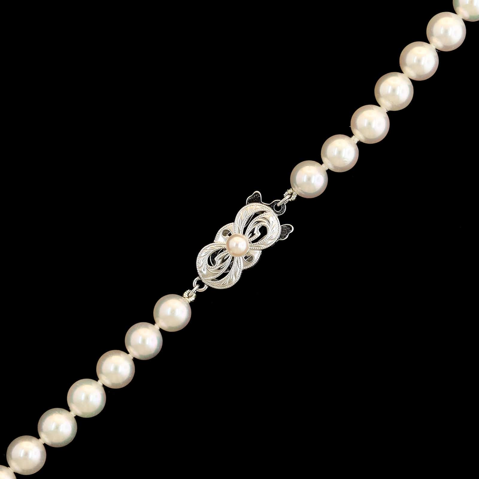 Mikimoto 18K White Gold Estate Akoya Cultured Pearl Necklace - Image 3