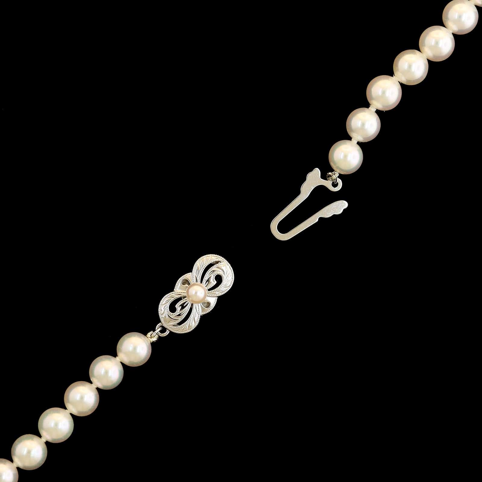 Mikimoto 18K White Gold Estate Akoya Cultured Pearl Necklace - Image 4