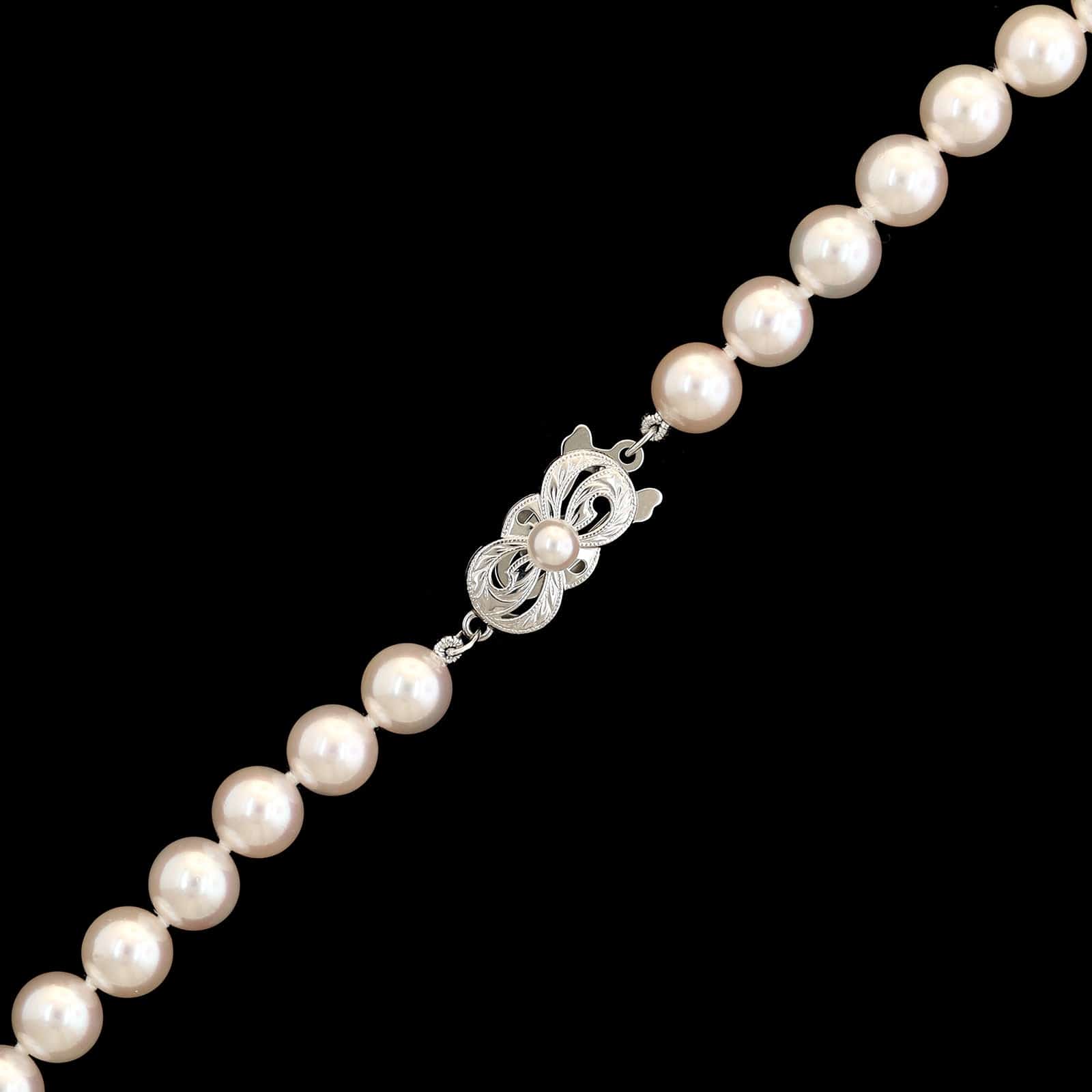 Mikimoto 18K White Gold Estate Akoya Cultured Pearl Necklace - Image 3