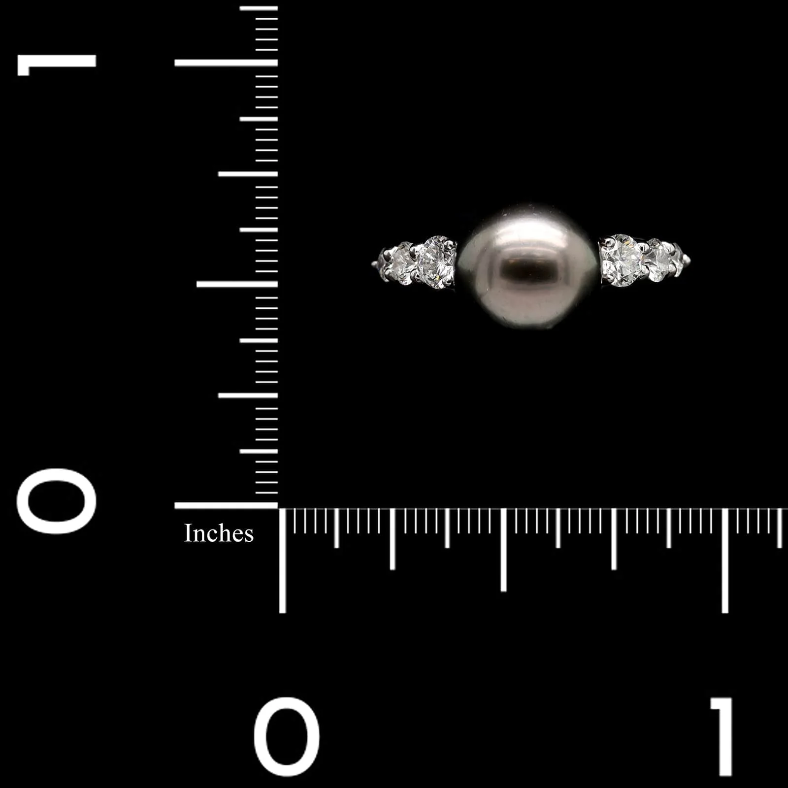 Mikimoto 18K White Gold Estate Black South Sea Cultured Pearl and Diamond Ring - Image 4